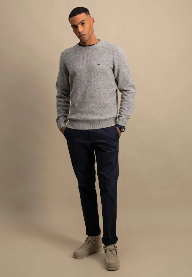 Sweater Men FYNCHHATTON Woll Mix With Structure Sweater Flamecloud Bluenavyhazelsilver