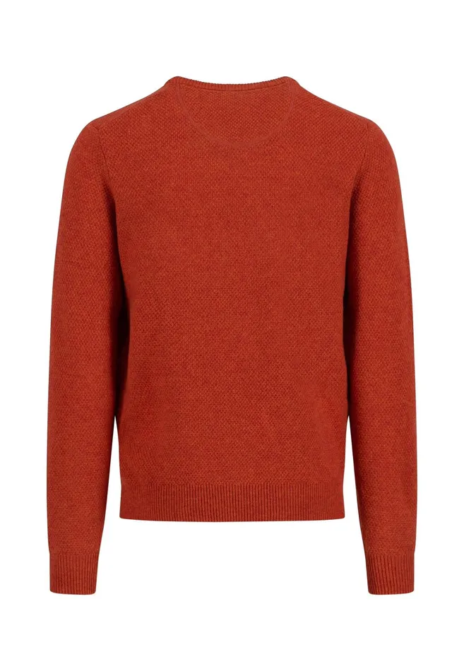 Sweater Men FYNCHHATTON Woll Mix With Structure Sweater Flamecloud Bluenavyhazelsilver