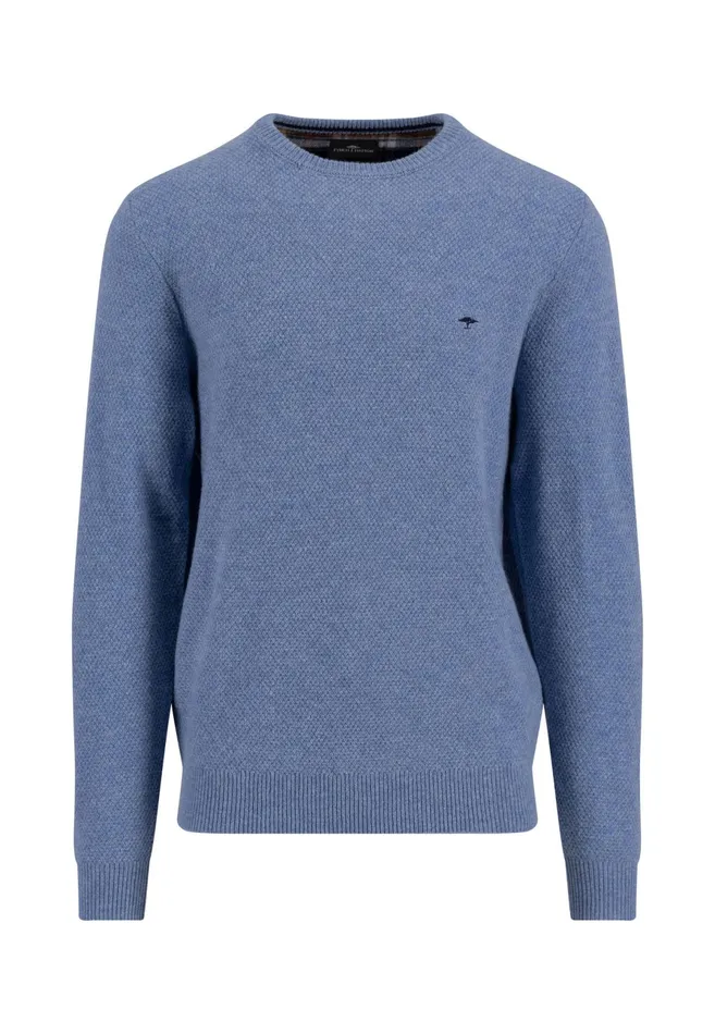 Sweater Men FYNCHHATTON Woll Mix With Structure Sweater Flamecloud Bluenavyhazelsilver