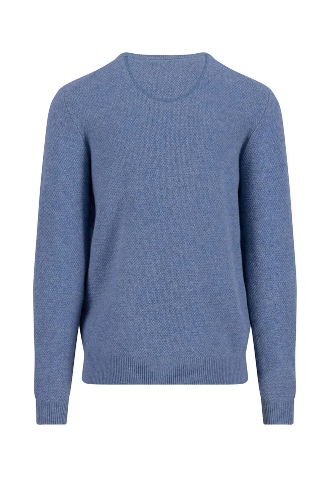 Sweater Men FYNCHHATTON Woll Mix With Structure Sweater Flamecloud Bluenavyhazelsilver