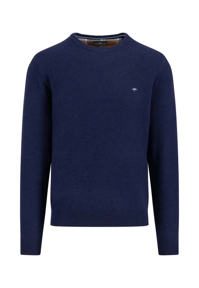Sweater Men FYNCHHATTON Woll Mix With Structure Sweater Flamecloud Bluenavyhazelsilver