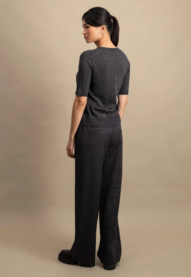Sweater Women FYNCHHATTON Knitting Sweater With Short Sleeves Silver Graywarm Gray