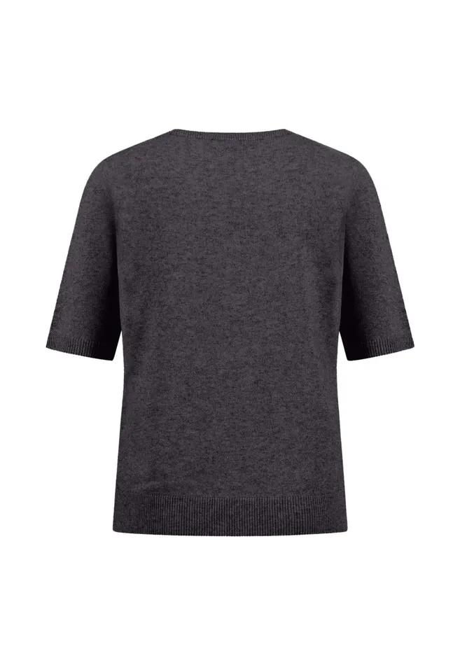 Sweater Women FYNCHHATTON Knitting Sweater With Short Sleeves Silver Graywarm Gray