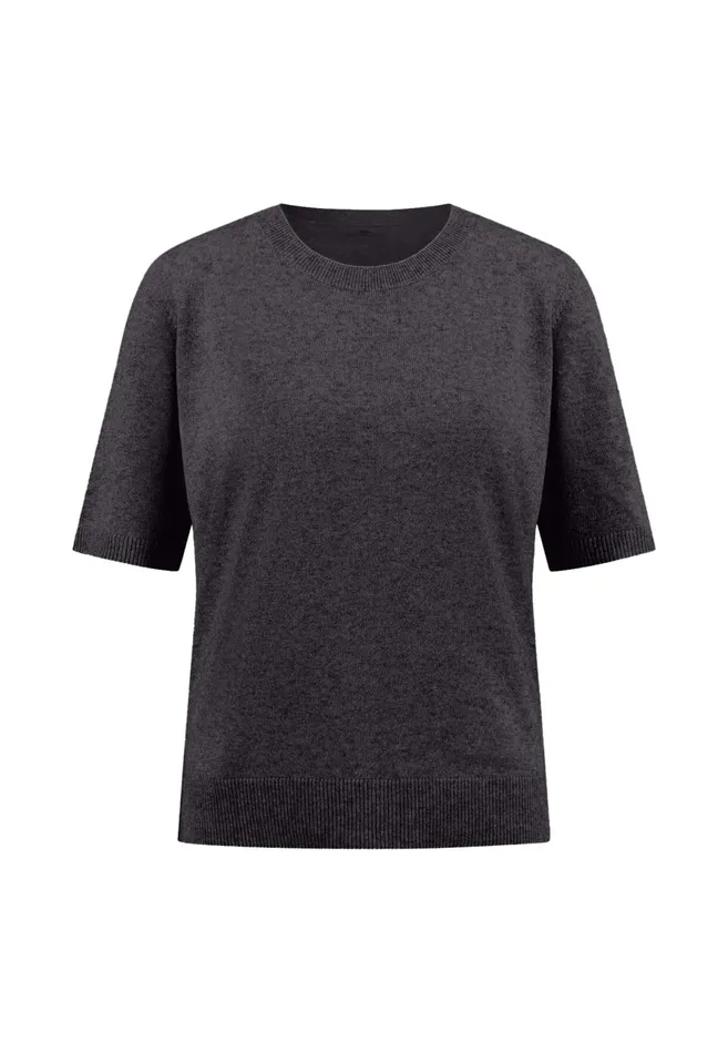 Sweater Women FYNCHHATTON Knitting Sweater With Short Sleeves Silver Graywarm Gray