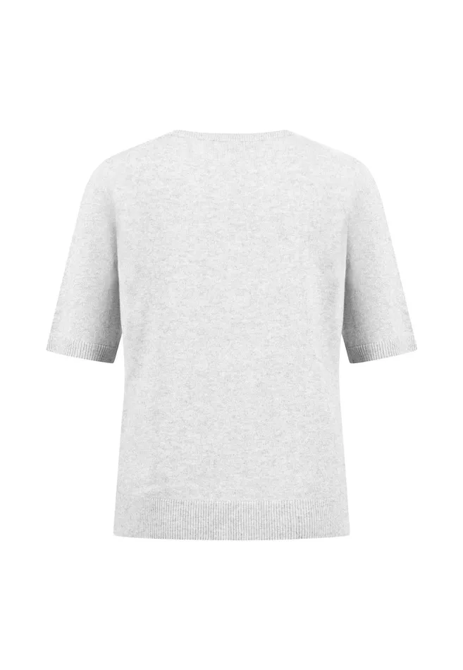 Sweater Women FYNCHHATTON Knitting Sweater With Short Sleeves Silver Graywarm Gray