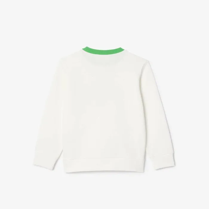 Sweaters and Sweatshirts Kids Lacoste Kids039 Printed Crew Neck Fleece Sweatshirt White 2cq