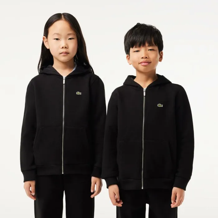 Sweaters and Sweatshirts KidsMenWomen Lacoste Kids039 Kangaroo Pocket ZipUp Hoodie Black 031
