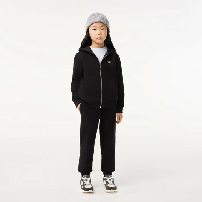 Sweaters and Sweatshirts KidsMenWomen Lacoste Kids039 Kangaroo Pocket ZipUp Hoodie Black 031