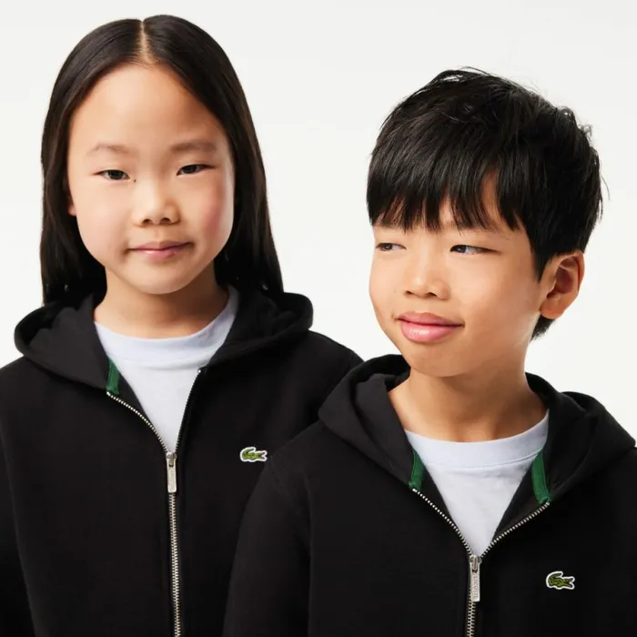 Sweaters and Sweatshirts KidsMenWomen Lacoste Kids039 Kangaroo Pocket ZipUp Hoodie Black 031