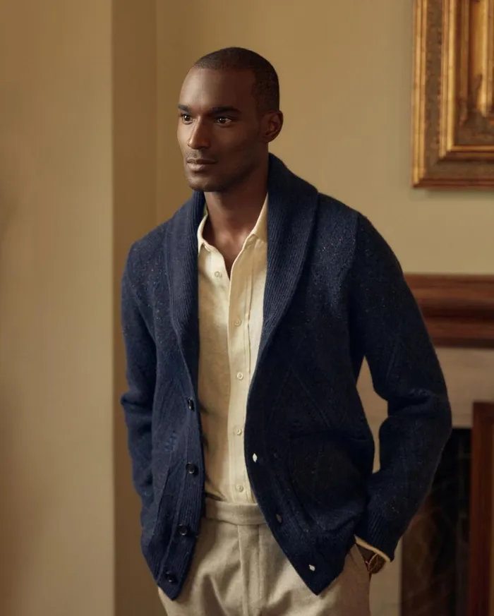 Sweaters and Sweatshirts Men Billy Reid Chevron Ranch Cardigan Navy