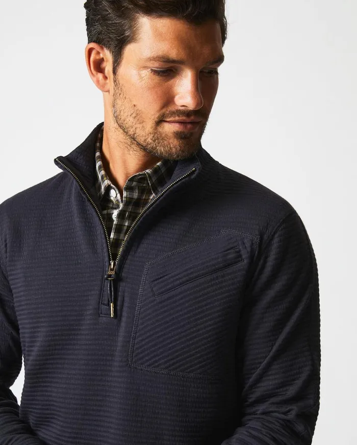 Sweaters and Sweatshirts Men Billy Reid Quilted Half Zip Dark Navy