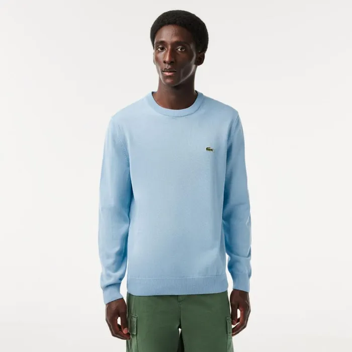Sweaters and Sweatshirts Men Lacoste Crew Neck Cotton Sweater Pastel Blue Hbp Sweaters and Sweatshirts Men Lacoste Crew Neck Cotton Sweater Pastel Blue Hbp