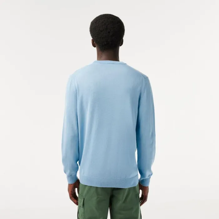 Sweaters and Sweatshirts Men Lacoste Crew Neck Cotton Sweater Pastel Blue Hbp