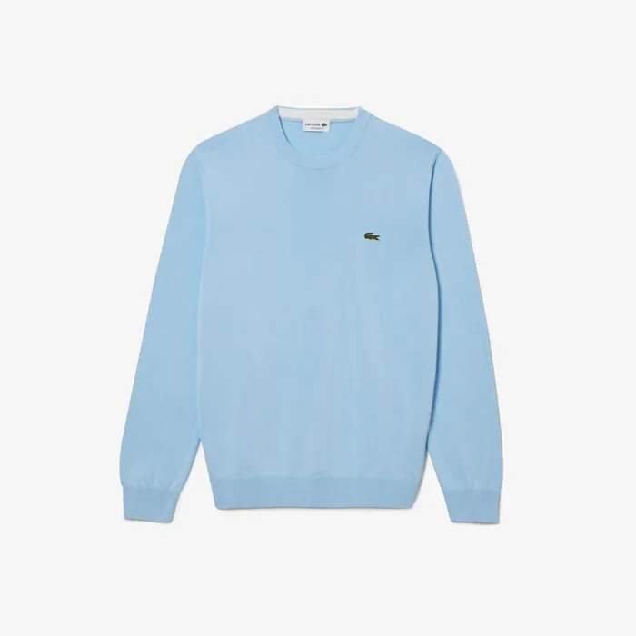 Sweaters and Sweatshirts Men Lacoste Crew Neck Cotton Sweater Pastel Blue Hbp