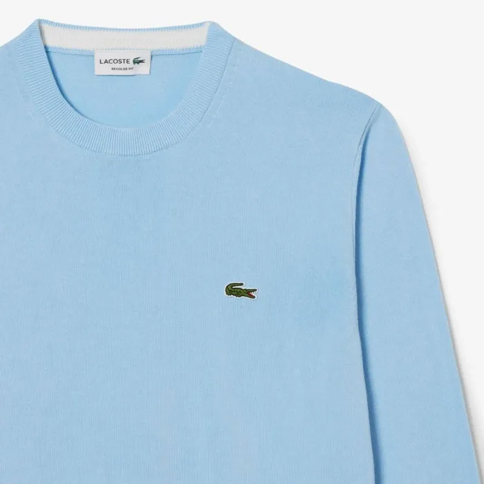 Sweaters and Sweatshirts Men Lacoste Crew Neck Cotton Sweater Pastel Blue Hbp