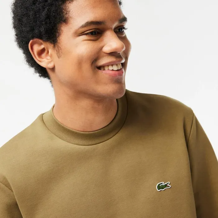 Sweaters and Sweatshirts Men Lacoste Men039s Brushed Fleece Sweatshirt Brown Six