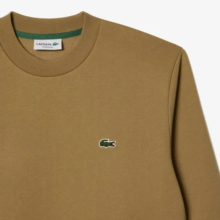 Sweaters and Sweatshirts Men Lacoste Men039s Brushed Fleece Sweatshirt Brown Six