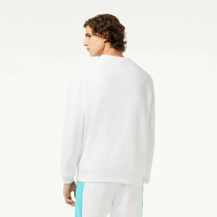 Sweaters and Sweatshirts Men Lacoste Men039s Classic Fit 3D Print Colorblock Sweatshirt White Blue Ri6