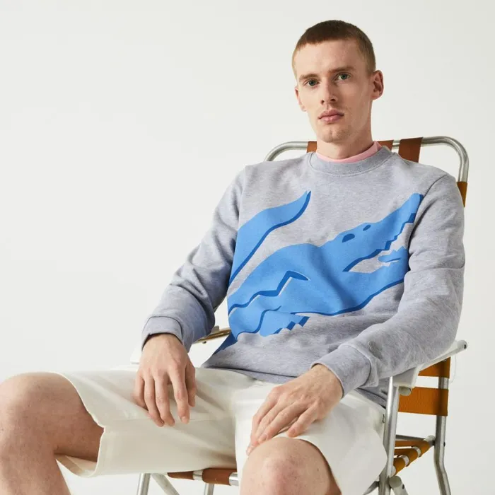 Sweaters and Sweatshirts Men Lacoste Men039s Crew Neck Print Organic Cotton Fleece Sweatshirt Grey Chine Cca Sweaters and Sweatshirts Men Lacoste Men039s Crew Neck Print Organic Cotton Fleece Sweatshirt Grey Chine Cca
