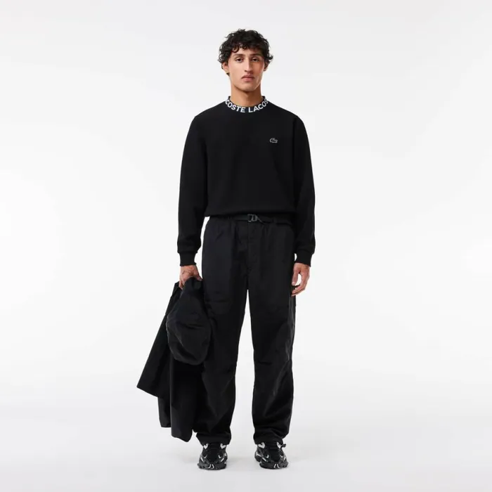 Sweaters and Sweatshirts Men Lacoste Men039s Logo Collar Double Face Sweatshirt Black 031