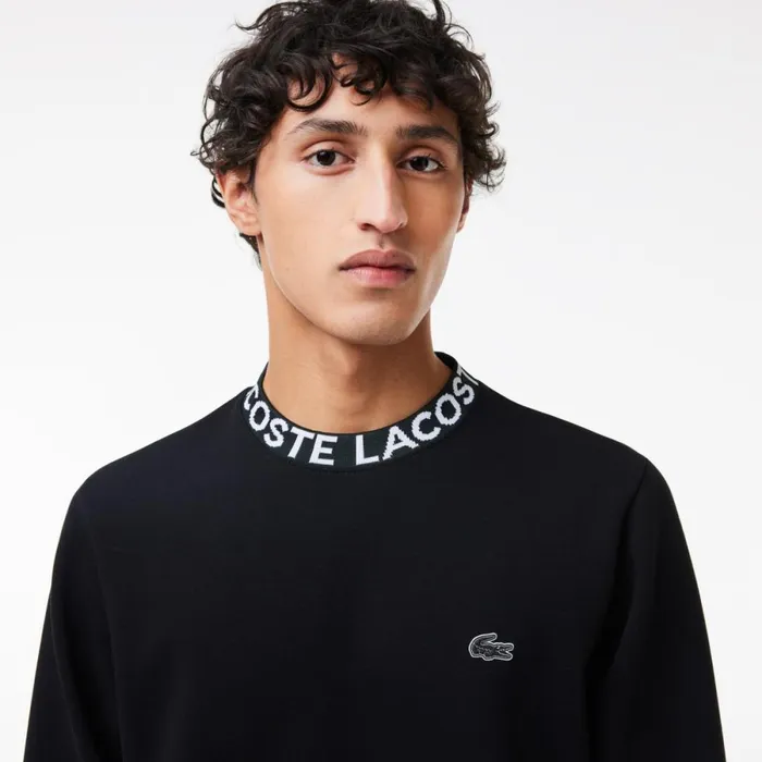 Sweaters and Sweatshirts Men Lacoste Men039s Logo Collar Double Face Sweatshirt Black 031
