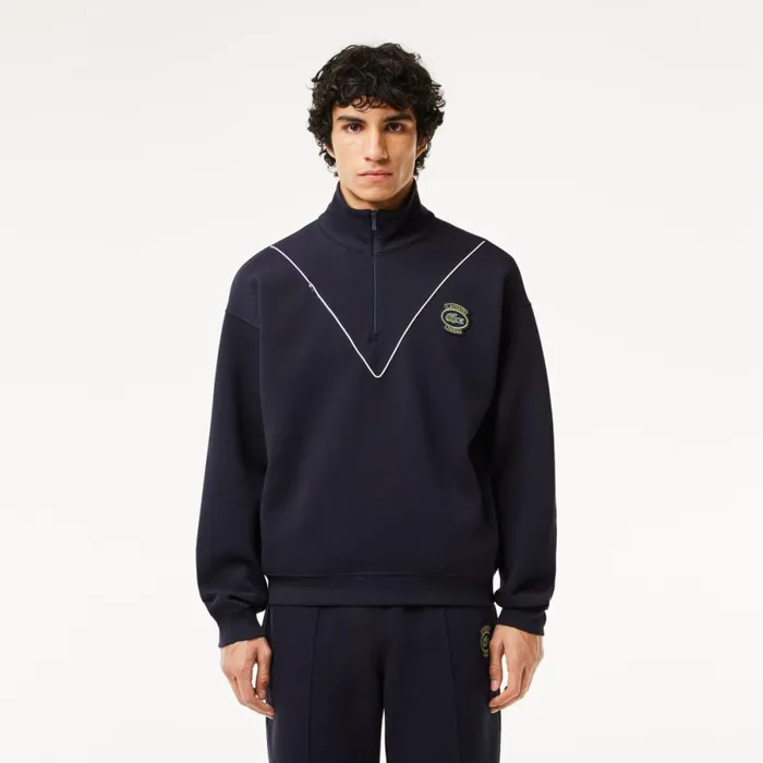 Sweaters and Sweatshirts Men Lacoste Men039s Loose Fit HalfZip Piqu Sweatshirt Abysm Blue Hde Sweaters and Sweatshirts Men Lacoste Men039s Loose Fit HalfZip Piqu Sweatshirt Abysm Blue Hde