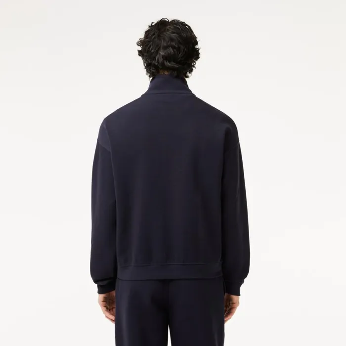Sweaters and Sweatshirts Men Lacoste Men039s Loose Fit HalfZip Piqu Sweatshirt Abysm Blue Hde