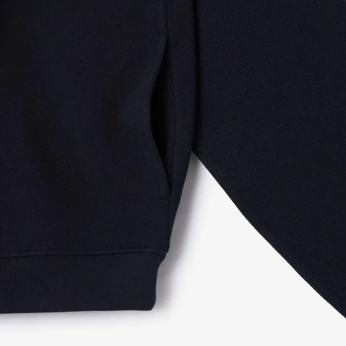 Sweaters and Sweatshirts Men Lacoste Men039s Loose Fit HalfZip Piqu Sweatshirt Abysm Blue Hde