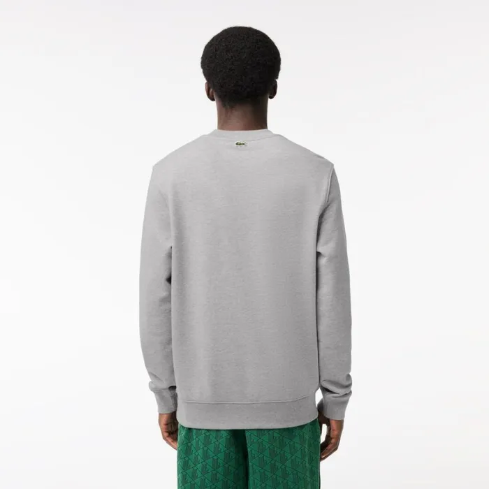 Sweaters and Sweatshirts Men Lacoste Men039s Loose Fit Monogram Fleece Sweatshirt Grey Chine Cca