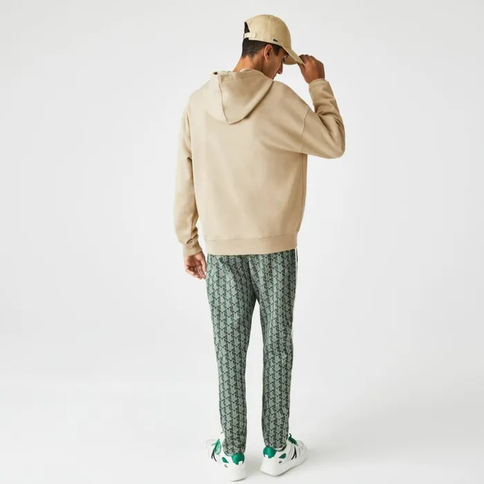 Sweaters and Sweatshirts Men Lacoste Men039s Loose Fit Monogram Hoodie Beige 02s