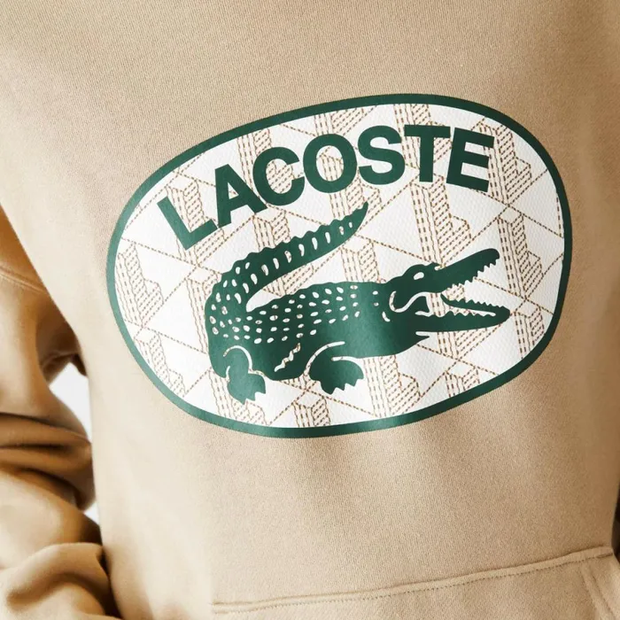 Sweaters and Sweatshirts Men Lacoste Men039s Loose Fit Monogram Hoodie Beige 02s