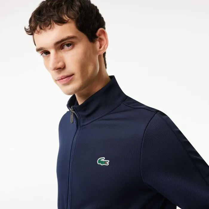 Sweaters and Sweatshirts Men Lacoste Men039s Recycled Fiber ZipUp Sport Sweatshirt Navy Blue 5fs