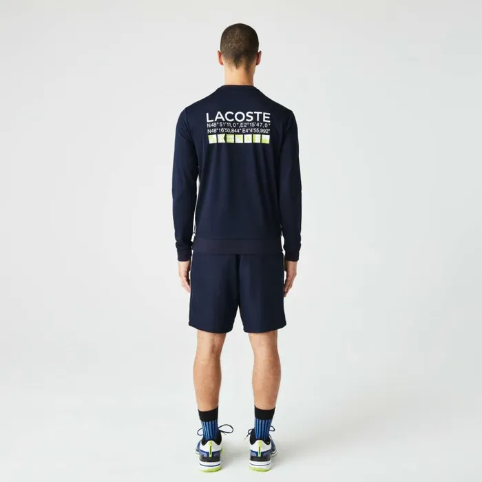 Sweaters and Sweatshirts Men Lacoste Men039s SPORT Printed Tennis Sweatshirt Navy Blue 166