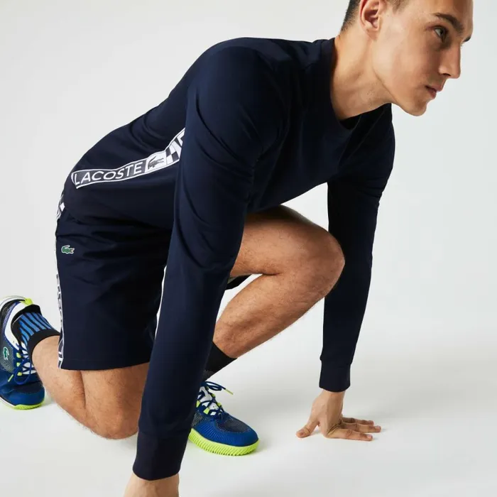 Sweaters and Sweatshirts Men Lacoste Men039s SPORT Printed Tennis Sweatshirt Navy Blue 166