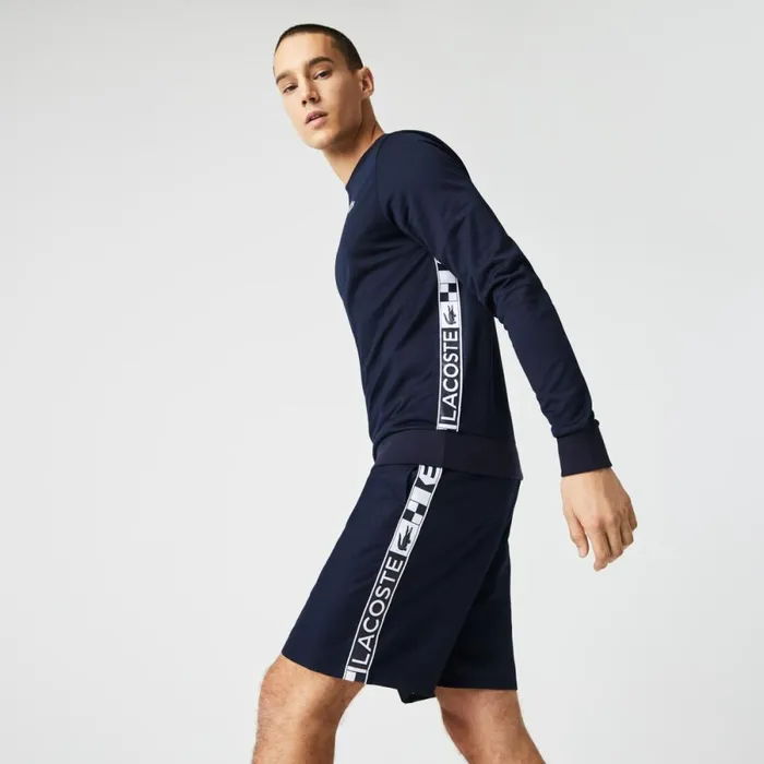 Sweaters and Sweatshirts Men Lacoste Men039s SPORT Printed Tennis Sweatshirt Navy Blue 166