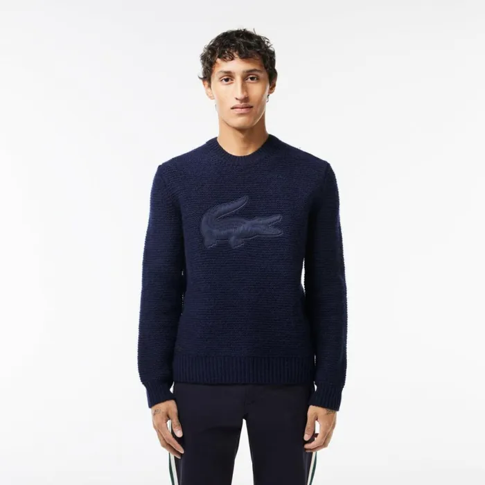 Sweaters and Sweatshirts Men Lacoste Men039s Wool Sweater With Quilted Croc Badge Abysm Blue Hde Sweaters and Sweatshirts Men Lacoste Men039s Wool Sweater With Quilted Croc Badge Abysm Blue Hde