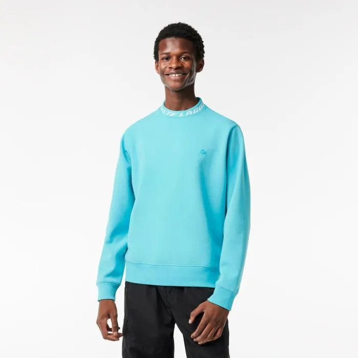 Sweaters and Sweatshirts Men Lacoste Mens Logo Collar Sweatshirt Blue Spi