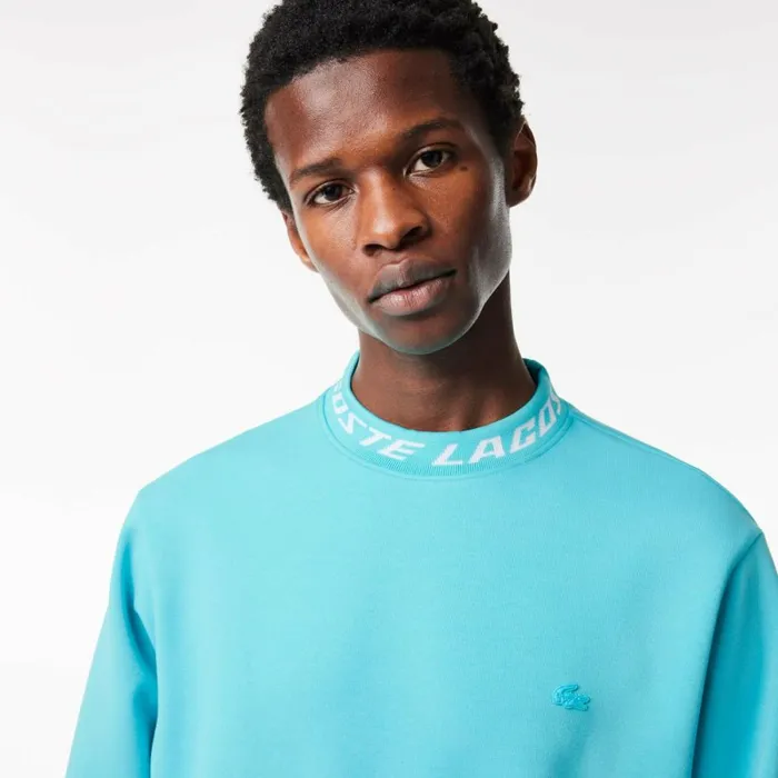 Sweaters and Sweatshirts Men Lacoste Mens Logo Collar Sweatshirt Blue Spi