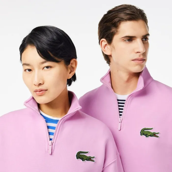 Sweaters and Sweatshirts Men Lacoste Unisex Organic Cotton QuarterZip Sweatshirt Pink Ixv
