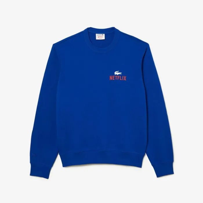 Sweaters and Sweatshirts MenWomen Lacoste Unisex Lacoste X Netflix Crew Neck Print Back Sweatshirt Gentian Blue Jq0