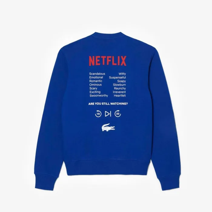 Sweaters and Sweatshirts MenWomen Lacoste Unisex Lacoste X Netflix Crew Neck Print Back Sweatshirt Gentian Blue Jq0
