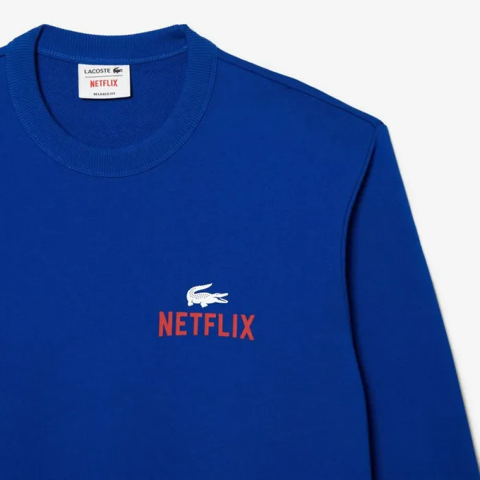 Sweaters and Sweatshirts MenWomen Lacoste Unisex Lacoste X Netflix Crew Neck Print Back Sweatshirt Gentian Blue Jq0