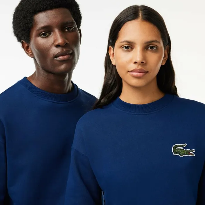 Sweaters and Sweatshirts MenWomen Lacoste Unisex Loose Fit Crocodile Badge Sweatshirt Methylene Blue F9f