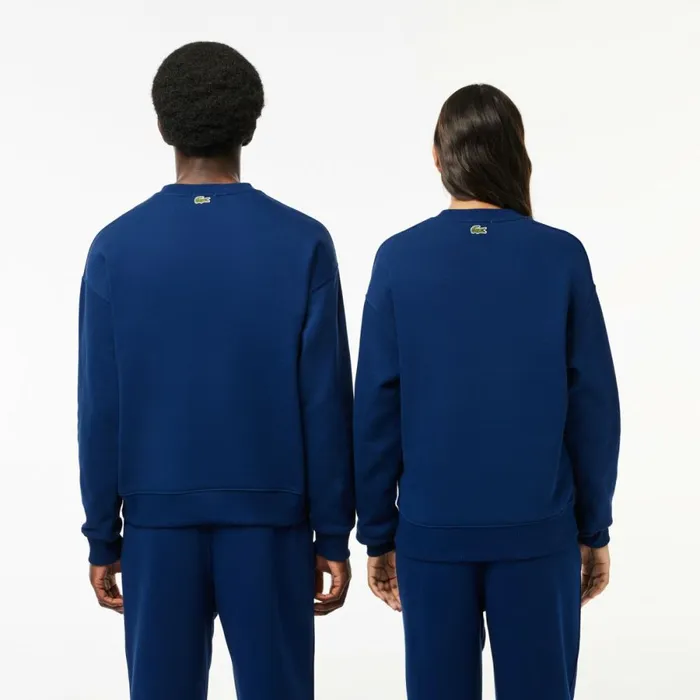 Sweaters and Sweatshirts MenWomen Lacoste Unisex Loose Fit Crocodile Badge Sweatshirt Methylene Blue F9f
