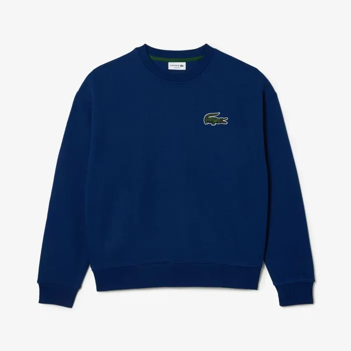 Sweaters and Sweatshirts MenWomen Lacoste Unisex Loose Fit Crocodile Badge Sweatshirt Methylene Blue F9f