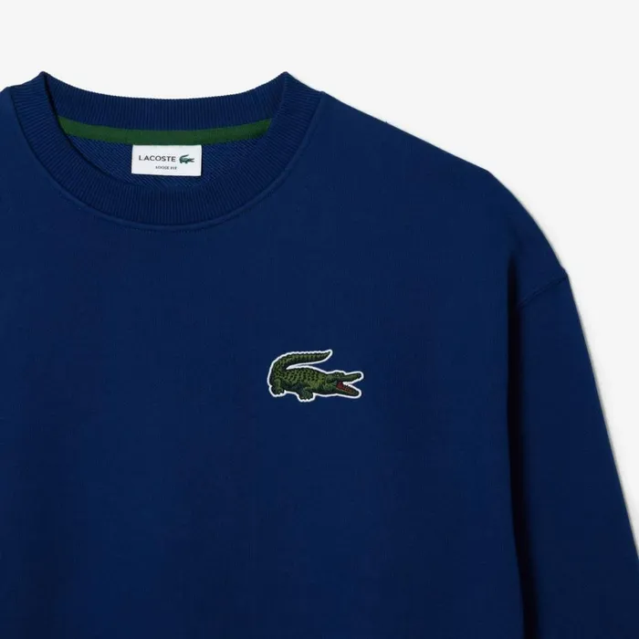 Sweaters and Sweatshirts MenWomen Lacoste Unisex Loose Fit Crocodile Badge Sweatshirt Methylene Blue F9f