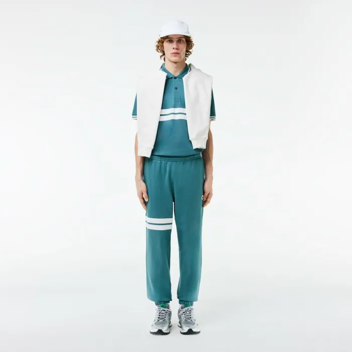 Sweatpants and Trousers Men Lacoste Men039s Bold Stripes Fleece Sweatpants Hydro Blue Iy4