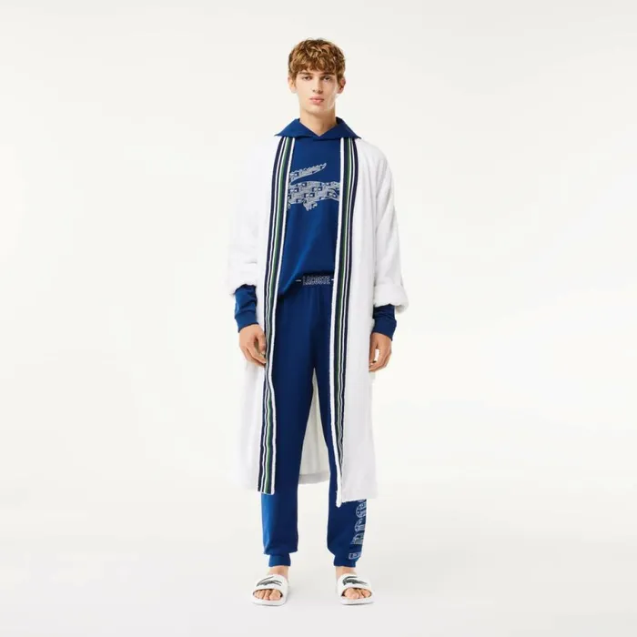 Sweatpants and Trousers Men Lacoste Men039s Contrast Branded Lounge Pants Navy Blue White H6b