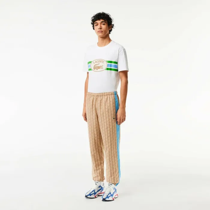 Sweatpants and Trousers Men Lacoste Men039s Monogram Sweatpants Beige Blue Irf Sweatpants and Trousers Men Lacoste Men039s Monogram Sweatpants Beige Blue Irf