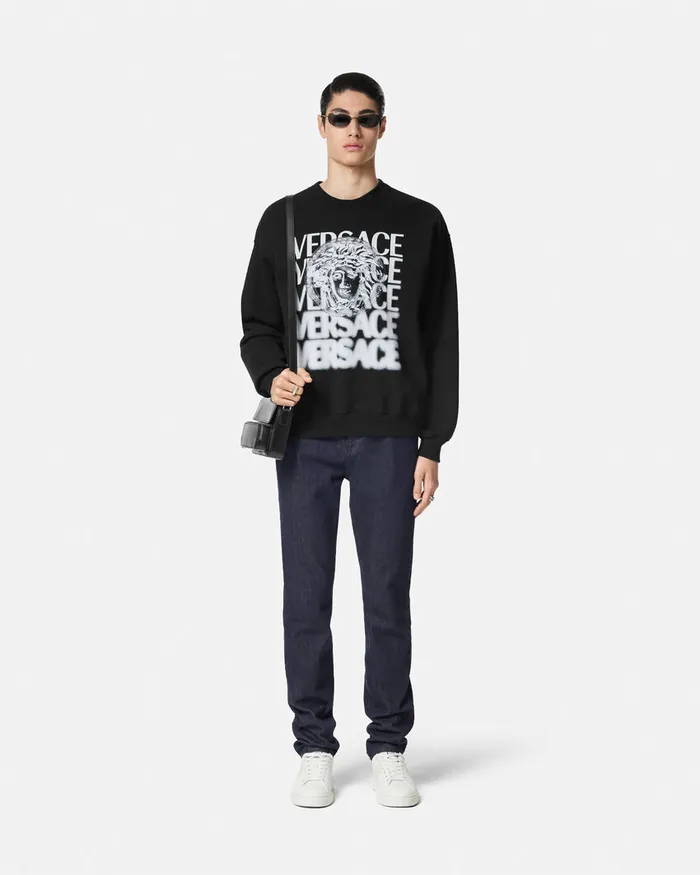 Sweatshirts Men Versace Medusa Medallion Sweatshirt Blackprint